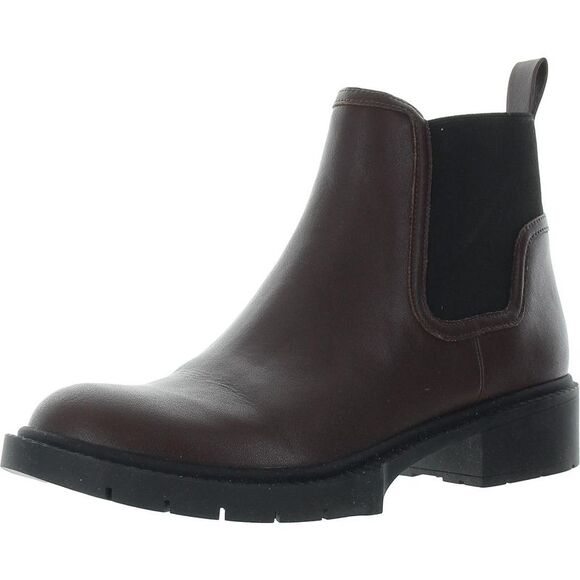 Coach Womens Lenora Brown Solid Leather Ankle Boots New - Picture 1 of 2